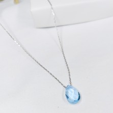 Usho Jewelry 925 Ayar Gümüş Mavi Taş Kolye