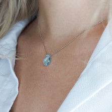 Usho Jewelry 925 Ayar Gümüş Mavi Taş Kolye