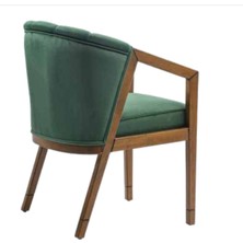 Sandalye Zus158 Midye Model Tam Kolçak Kayın Ayak Ceviz Boya Baby Face Kumaş Yeşil El Yapım