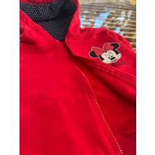 Orca Kids Fashion 1-5 Yaş Arası Minnie Mause Puantiyeli Kapüşonlu Ceket Kırmızı