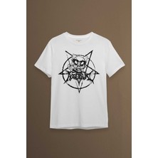 Kendim Seçtim Beyaz Unisex Aggretsuko Agresif Retsuko Gotik Japon Anime Manga Metal Gothic Baskılı T-Shirt