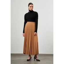 Mizalle Krep Örme Piliseli Vizon Etek