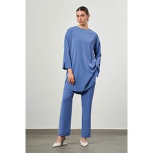Mizalle Desen Dokulu Cepli Indigo Tunik