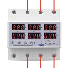 Tomzn Trifaz 380V Gerilim ve Akım Koruma Nötrsüz 3 Fazlı Yüksek Alçak Voltaj Akım Koruma 63A - Sanayi Tipi