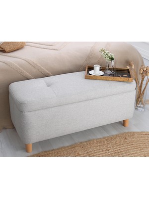 Lorence Home Rocio Sandıklı Bench Puf Açık Gri