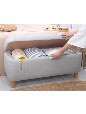 Lorence Home Rocio Sandıklı Bench Puf Açık Gri