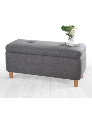 Lorence Home Rocio Sandıklı Bench Puf Koyu Gri