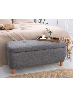 Lorence Home Rocio Sandıklı Bench Puf Koyu Gri