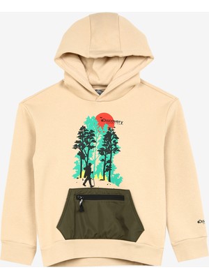 Discovery Expedition Bej Erkek Çocuk Kapüşonlu Baskılı Sweatshirt D3WB-SWT38