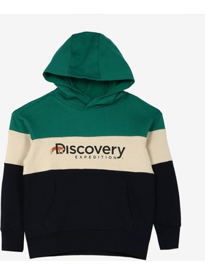 Discovery Expedition Lacivert Erkek Çocuk Kapüşonlu Blok Sweatshirt D3WB-SWT28