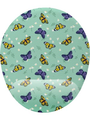 Hamiki Kelebek Desenli Bilek Destekli Mouse Pad Ergonomik Kaymaz Taban Mousepad Fare Altlığı