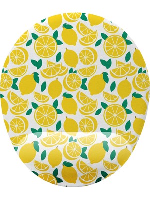 Hamiki Limon Desenli Bilek Destekli Mouse Pad Ergonomik Kaymaz Taban Mousepad Fare Altlığı