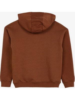 Discovery Expedition Kahve Erkek Çocuk Kapüşonlu Oversize Baskılı Sweatshirt D3WB-SWT23