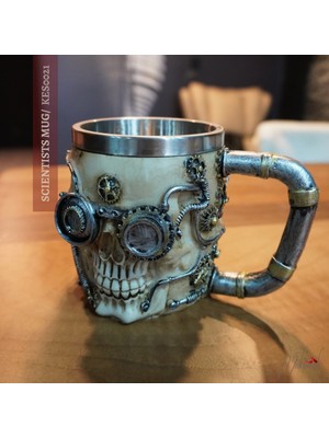 Mukemel Steampunk Kafatası Kupa Metal Saplı – Eşsiz Gotik Fincan - Mükemel orijinal tasarım