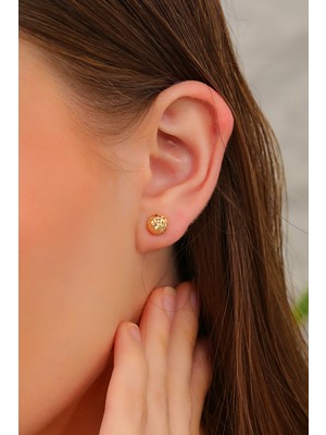 Prenses Pırlanta 14 Ayar Altın Küpe Vidalı Kalemli Top Küpe Top Ebatı 5-Mm