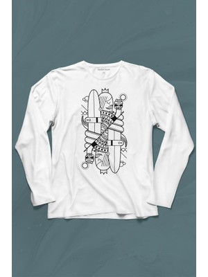 Kendim Seçtim Disenos Papaz Iskambil Kağıdı Çizim Uzun Kollu Tişört