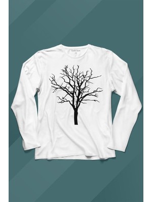 Kendim Seçtim Nature Hayat Ağacı Kuru Ağaç Silüeti Uzun Kollu Tişört