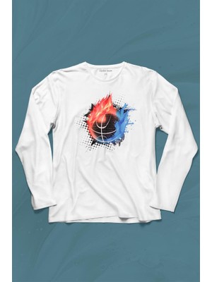 Kendim Seçtim Fire Meteor Basketball Ateş Topu Uzun Kollu Tişört