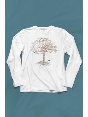 Kendim Seçtim Hayat Ağacındaki Kırmızı Salıncak Kuru Ağaç Uzun Kollu Tişört
