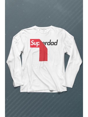 Kendim Seçtim Superdad Etiket Süper Baba Uzun Kollu Tişört