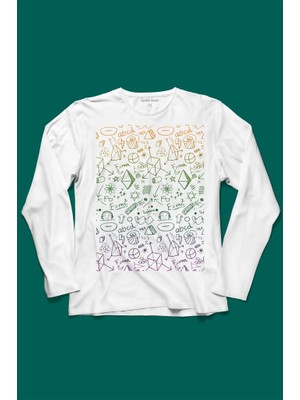 Kendim Seçtim Minimal Drawing Çizim Geometrik Renk Uzun Kollu Tişört