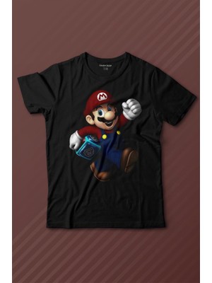 Kendim Seçtim Yeni Süper Mario Bros Mario Baskılı Tişört Çocuk T-Shirt