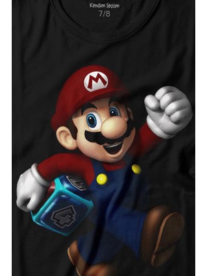 Kendim Seçtim Yeni Süper Mario Bros Mario Baskılı Tişört Çocuk T-Shirt