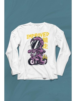 Kendim Seçtim Motor Bike Kide Motocross Improved Japanese Japonca Uzun Kollu Tişört