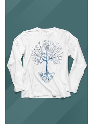 Kendim Seçtim Nature Hayat Ağacı Kuru Ağaç Kökü Uzun Kollu Tişört