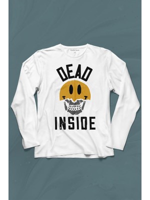 Kendim Seçtim Dead Inside Smiley Skull Smile Gülen Surat Kurukafa Uzun Kollu Tişört