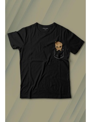 Kendim Seçtim Bebek Groot Marvel Galaksinin Koruyucuları Cep Baskılı Tişört Çocuk T-Shirt