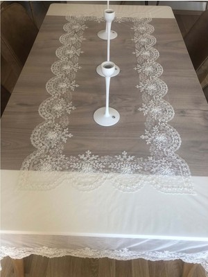 Romans Masa Örtüsü Fransız Dantelli 160X220