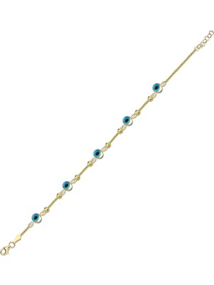 Lilarote Nazarlı Toptoplu Altın Bileklik