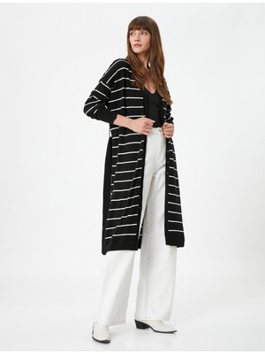 Koton Triko Uzun Hırka Düğmeli Beli Kuşaklı V Yaka