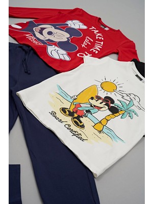 For You Kids 4'lü Mickey Mouse Baskılı Tshirt Şort Pantolon Takım