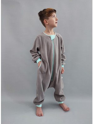 Pamuk Pazen Uzun Kollu Kışlık Mikro Polar Bebek Çocuk Uyku Tulumu 18-22 Derece