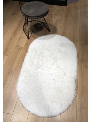 Doğuş Peluş Halı Doğuş Peluş Oval Post Halı Tavşan Beyaz