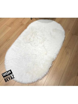 Doğuş Peluş Halı Doğuş Peluş Oval Post Halı Tavşan Beyaz