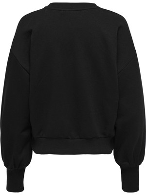 Only O Yaka Desenli Siyah Kadın Sweatshırt Onlellıe L/s O-Neck Swt