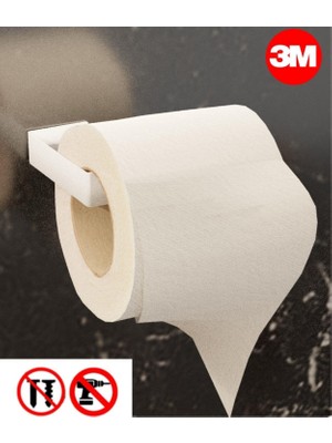 Risingmaber Metal Beyaz Yapışkanlı Tuvalet Kağıtlık, Yapışkanlı Wc Kağıtlık, Tuvalet Kağıdı Askısı 3m Yapışkanlı Tasarım