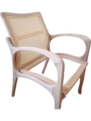 Bengi Sandalye Hasırlı Model Bambu Kolçak Ham Ahşap Kayın Torna Ayak Geniş Oturum El Yapım