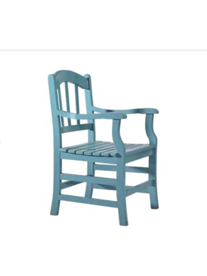 Bengi Ticaret Sandalye ST Zus214 Oval Köy Tipi Parlak BEBE MAVİ Boya Ahşap Kayın Kolçak Küt Ayk