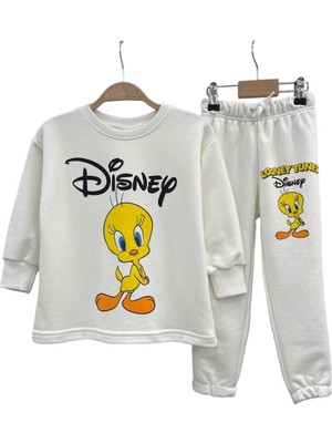 Lolli Boom Kids Kız Çocuk Sevimli Kuş Tweety Eşofman Takımı Sweatshirt - Eşofman Altı  Alt Üst Takım