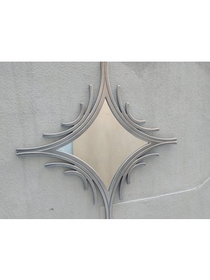 Bengi Ticaret Ayna Cnc Model Mdf Kesim Modern Tarz Estetik Çizgi Parlak Gümüş Gri Renk.el Yapım