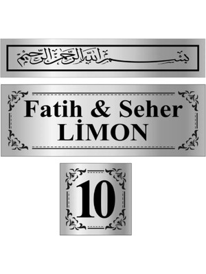 Lim10 3'lü Metal Kapı İsimliği, Kapı Numarası, Besmele LIM149