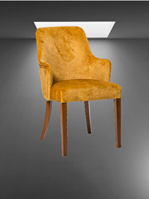 Bengi Sandalye ZUS549-082 Papel Yarım Kolçak Model Kayın Torna Parlak Babyface Kumaş Ceviz El Yapım
