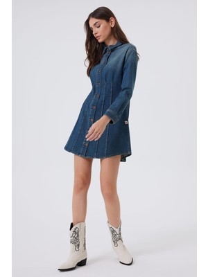 Lee Cooper Brandy Kadın Jean Elbise Huelva Deep Blue