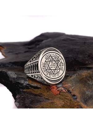 Tesbih Sepetim Hz Süleyman Mührü 925 Ayar Gümüş Erkek Yüzük