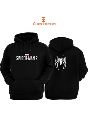 Ors Trend Spiderman 2 Baskılı 3 İplik Siyah Kapişonlu Sweatshirt