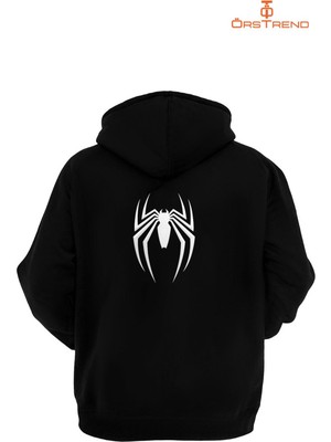 Ors Trend Spiderman 2 Baskılı 3 İplik Siyah Kapişonlu Sweatshirt